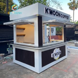 Kiot Bán Cafe, Kiot bán trà sữa màu trắng Nâu đẹp Mẫu 33