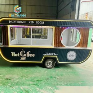 Kiot Bán Cafe Trà Sữa hình chiếc xe, Đèn Led sáng ban đêm | Mẫu 10