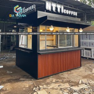 Kiot bán Cafe - Trà Sữa di động màu Nâu Đen đầy đủ Nội Thất | Mẫu 08