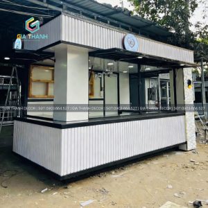Kiot Bán Cafe, Trà Sữa ốp Lam Sóng Nhựa màu trắng Mẫu 45