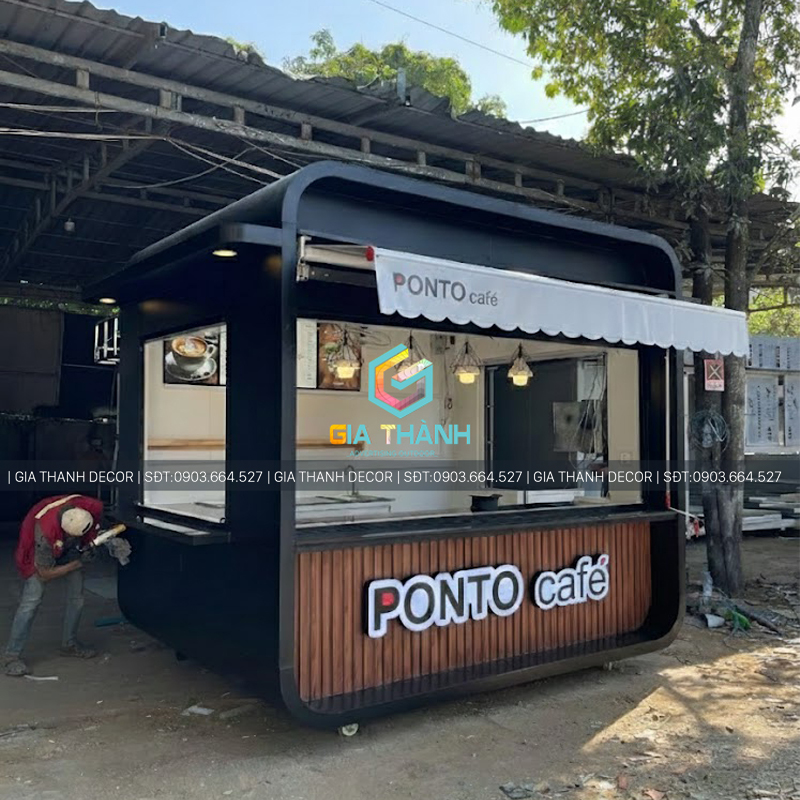 Kiot Bán Cafe Trà Sữa đẹp, kiểu dáng Bo cong | Mẫu 37